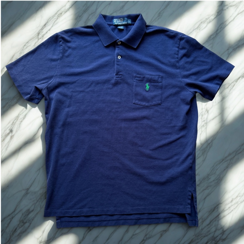 Ralph Lauren – Y2K Navy Cotton Chest Pocket — Men’s L —Polo Shirt